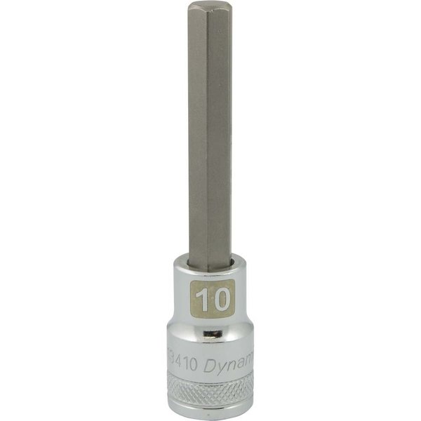 Dynamic Tools 1/2" Drive Metric Hex Head, 10mm Long Bit, Chrome Finish Socket D013410